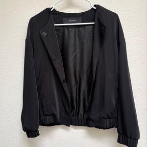 Zara Black Satin-Lined Bomber Jacket